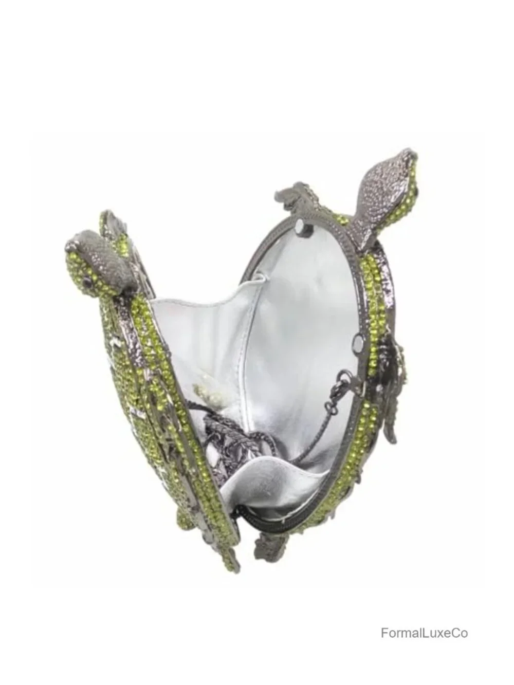 Turtle Rhinestone Clutch Evening Bag with Removable Chain Handbag